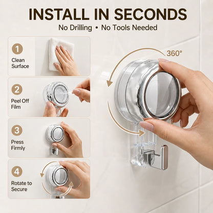 Suction Cup Hooks for Shower | Waterproof No Drill Wall Hooks