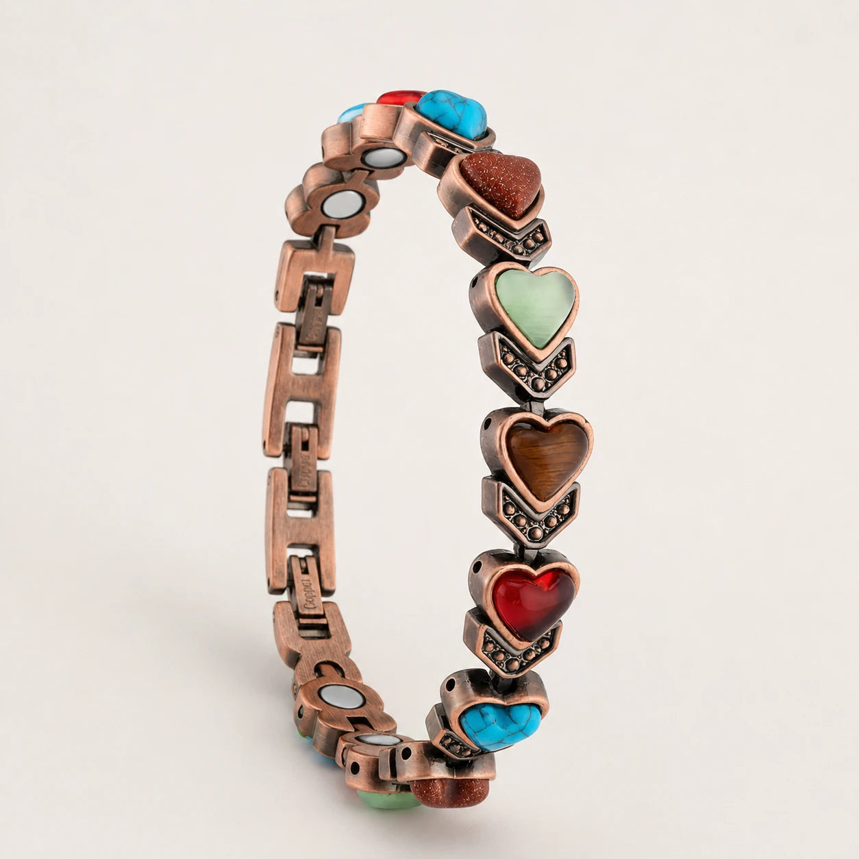 Pure Copper Magnetic Bracelet with Heart Turquoise | Wellness Jewelry
