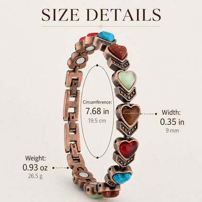 Pure Copper Magnetic Bracelet with Heart Turquoise | Wellness Jewelry