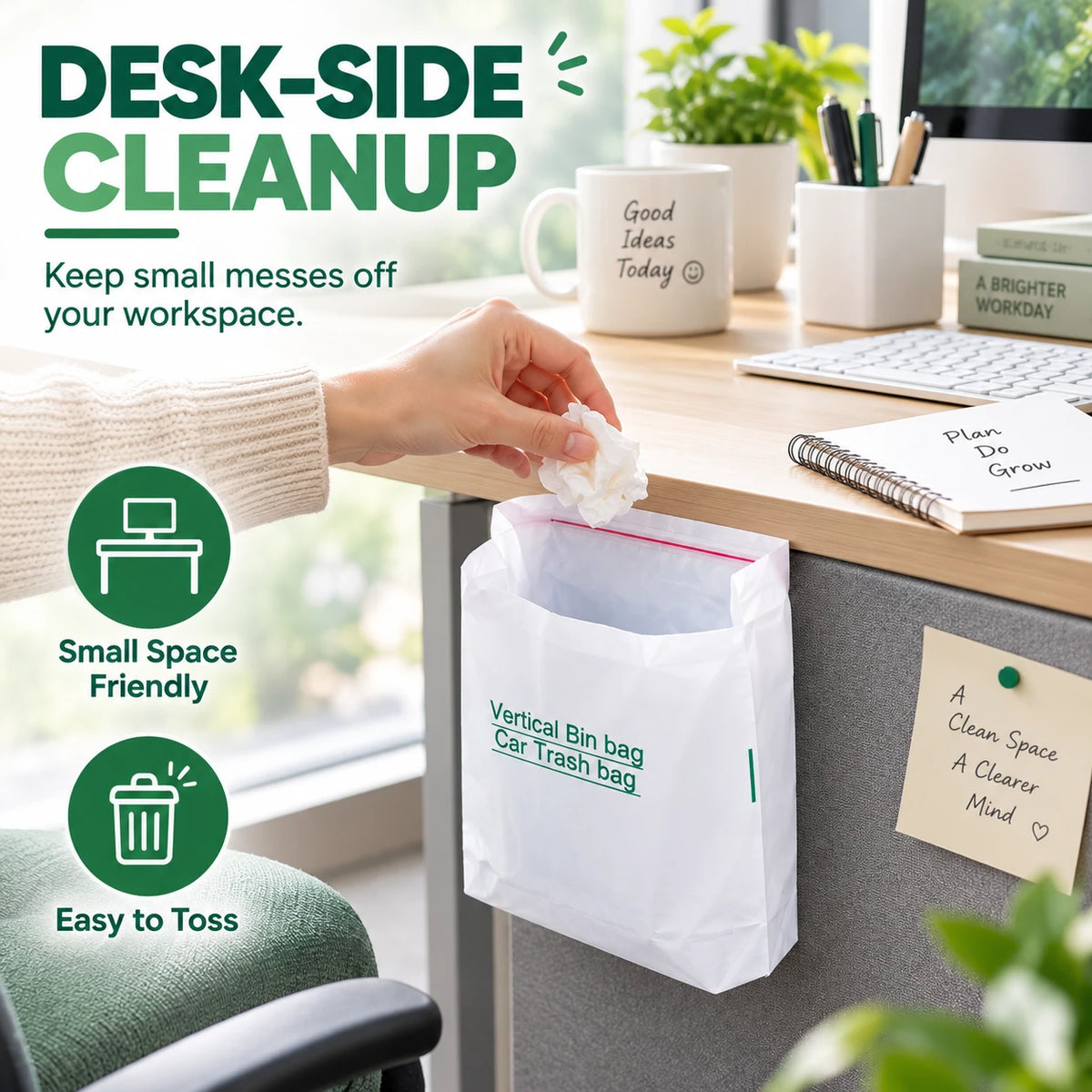 Self-Sealing Mini Trash Bags for Car, Desk & Small Spaces