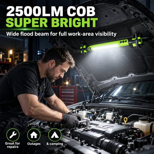 2500LM Rechargeable COB Work Light for Car Repair Jobs