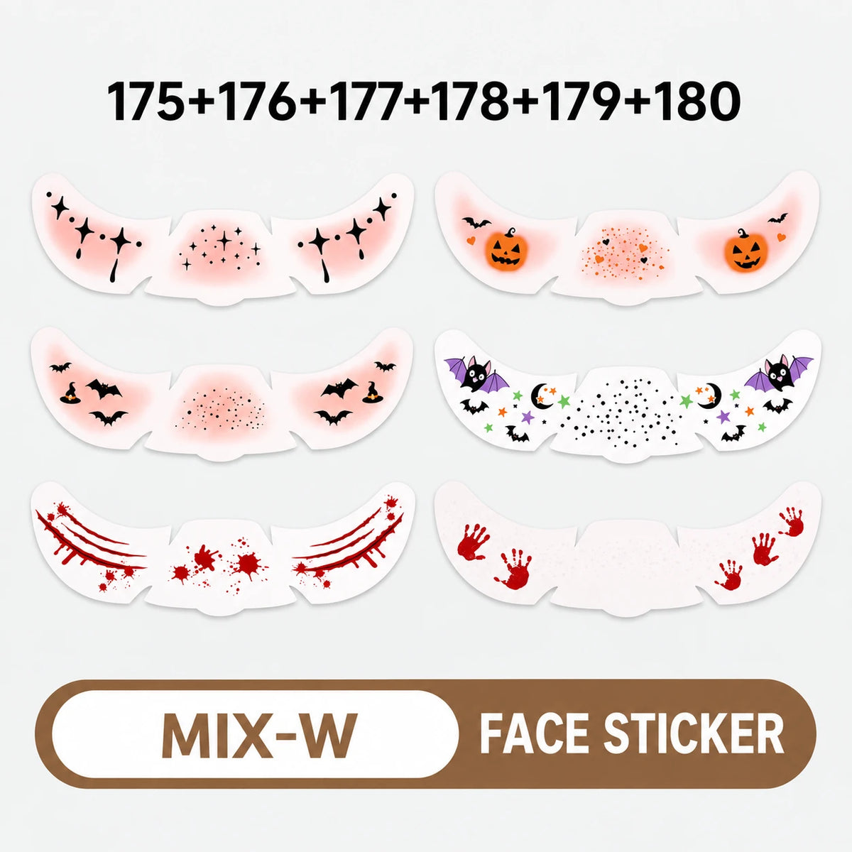 Halloween Face Stickers – 6 Spooky Costume Styles