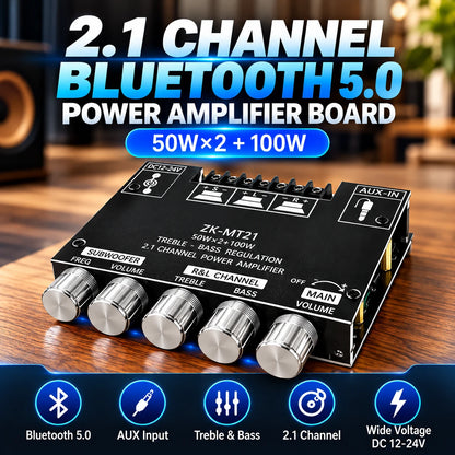 🎶2.1 Channel Amplifier Board — 🔊50W x 2 + 100W Bluetooth🎵