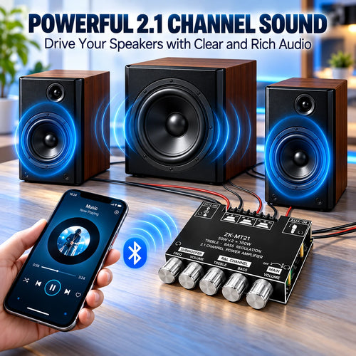 🎶2.1 Channel Amplifier Board — 🔊50W x 2 + 100W Bluetooth🎵