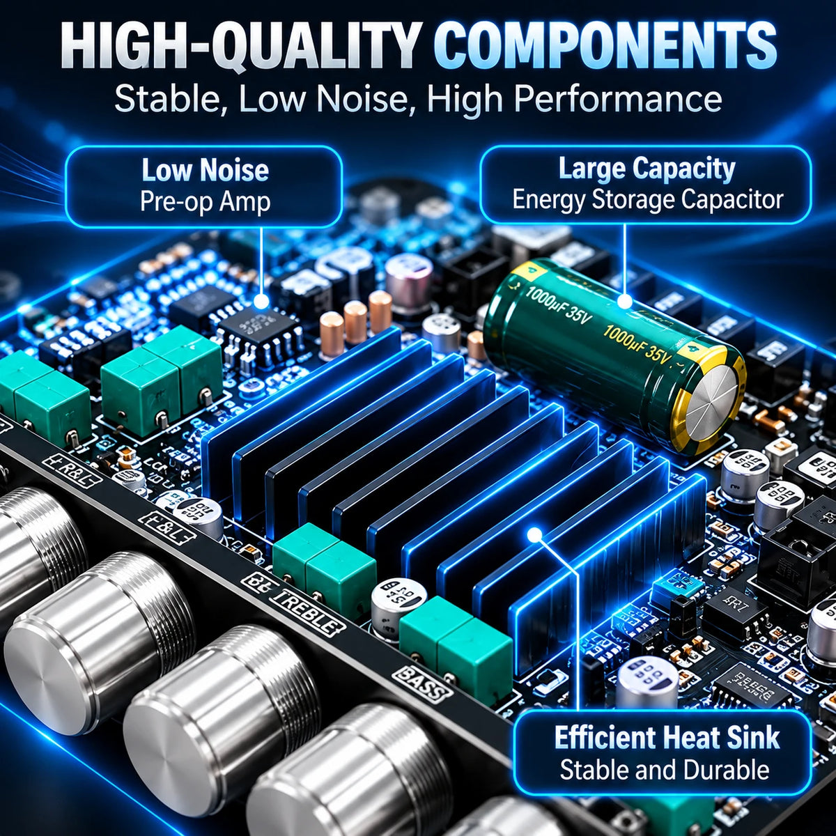 🎶2.1 Channel Amplifier Board — 🔊50W x 2 + 100W Bluetooth🎵