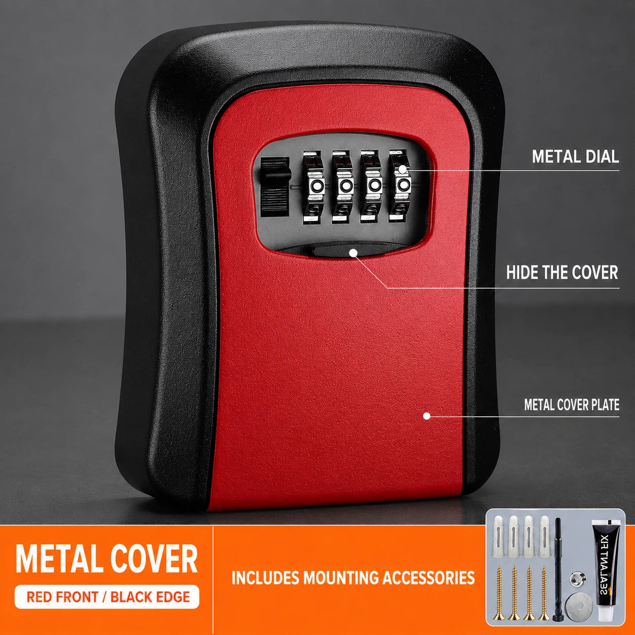 4-Digit Combination Key Safe Box — Weatherproof Lock Box