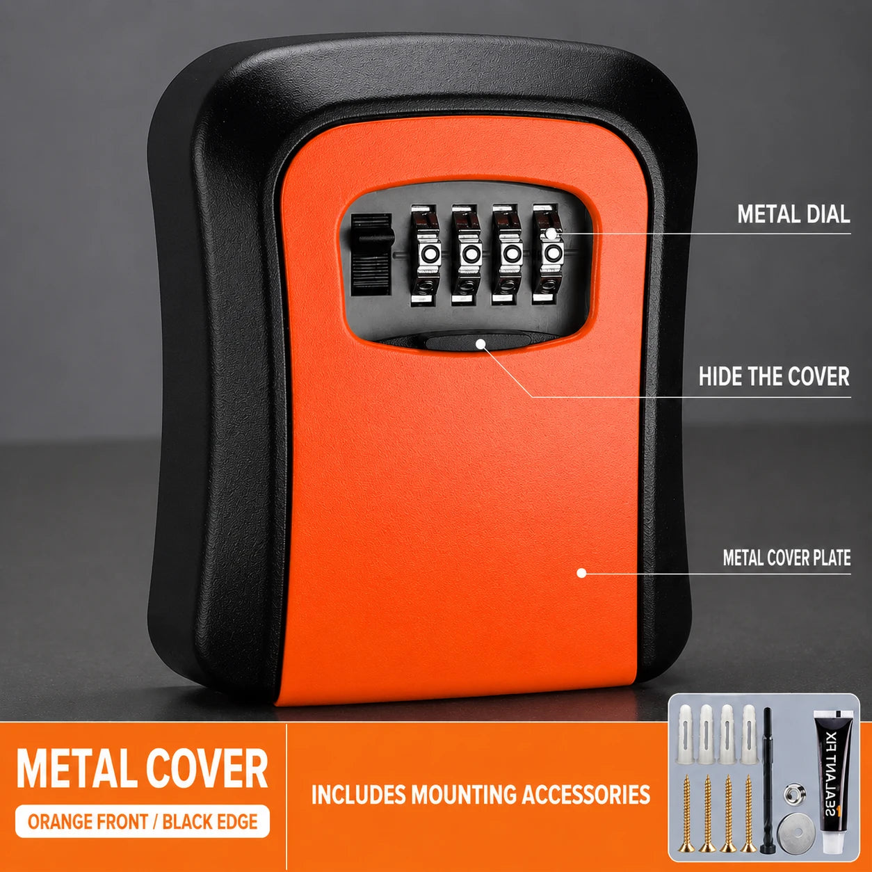 4-Digit Combination Key Safe Box — Weatherproof Lock Box