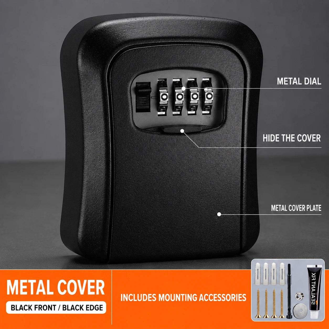 4-Digit Combination Key Safe Box — Weatherproof Lock Box