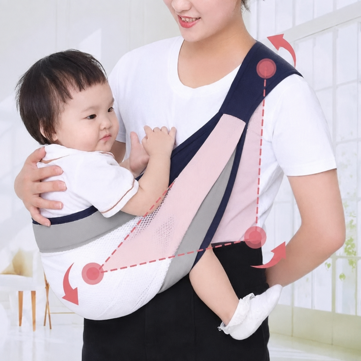 👶 4-in-1 Breathable Baby Carrier – 0-36 Months, Front/Back/Facing In/Out – Hands-Free