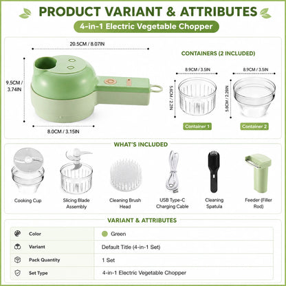 4-in-1 Electric Vegetable Chopper & Slicer | USB-C