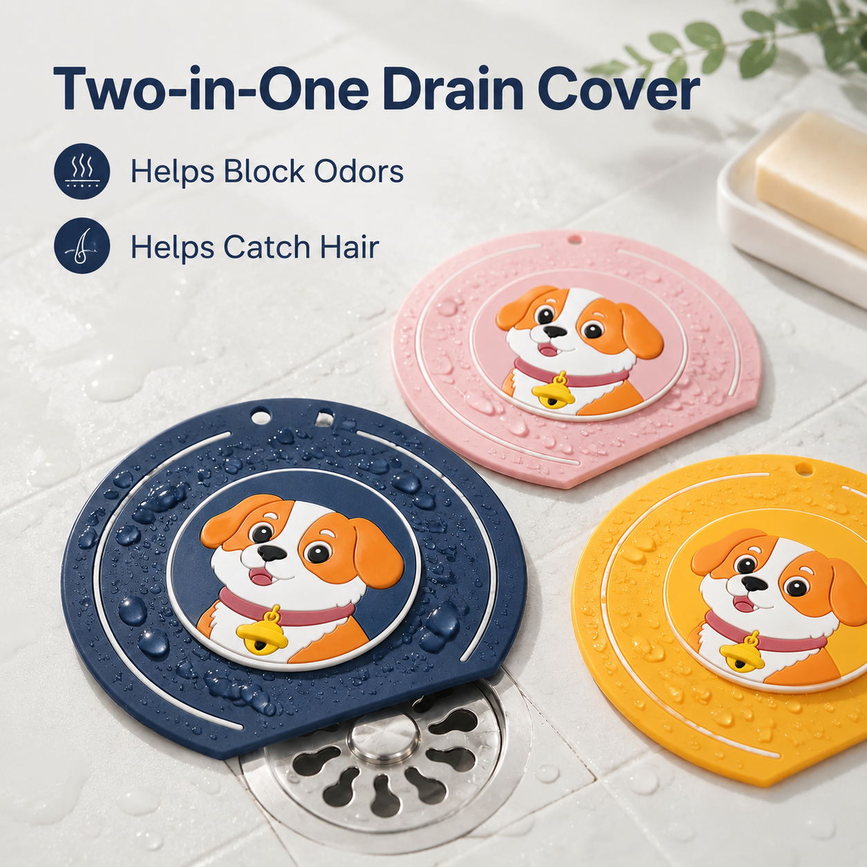 2-in-1 silicone shower drain cover