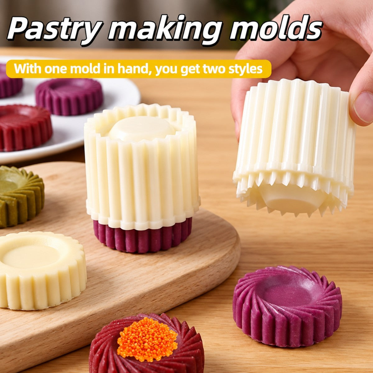 Sunflower-Patterned Round Hand-Press Mooncake Mold