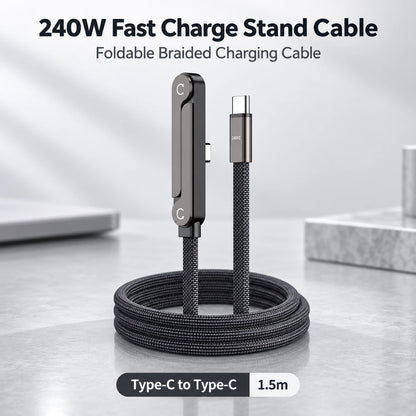 240W Invisible Stand USB-C Cable | Foldable Fast Charger (5ft)