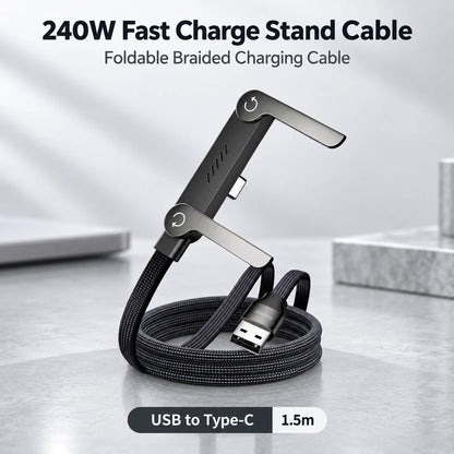 240W Invisible Stand USB-C Cable | Foldable Fast Charger (5ft)