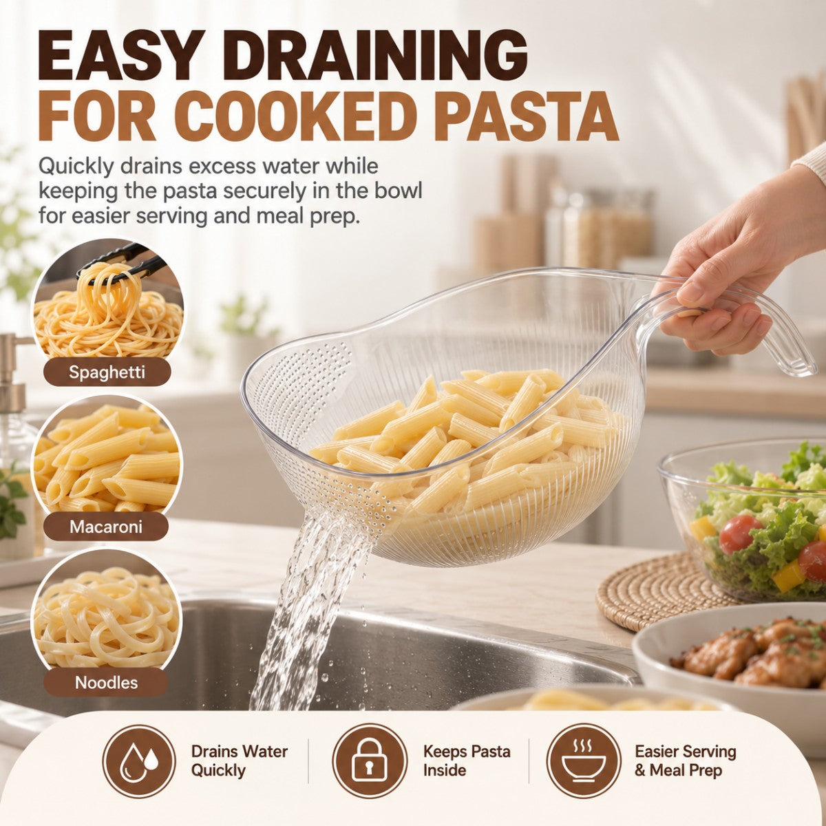 🔥 CLEARANCE SALE: Multipurpose Rice Strainer Bowl – Rinse, Drain & Prep in One