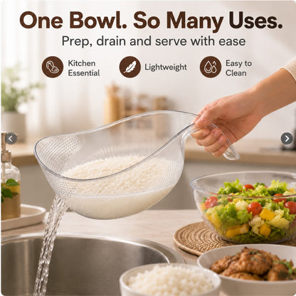 🔥 CLEARANCE SALE: Multipurpose Rice Strainer Bowl – Rinse, Drain & Prep in One