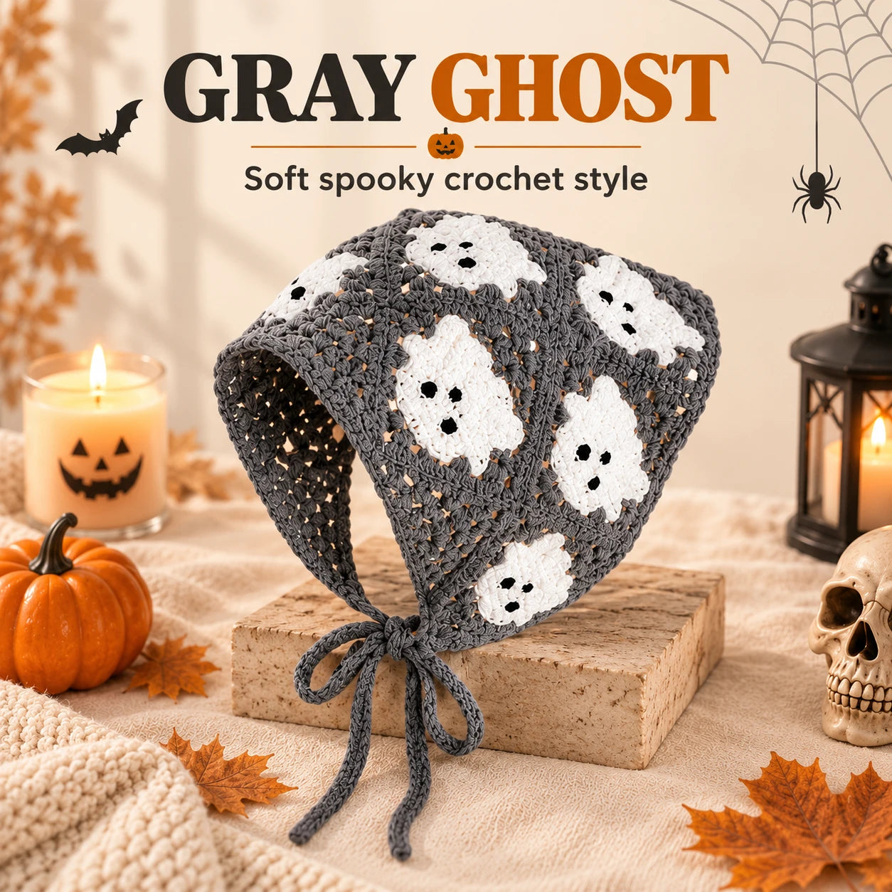 Gothic Crochet Bandana Head Scarf | Halloween Style