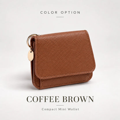 Compact PU Leather Card Wallet with ID Window & Coin Pocket