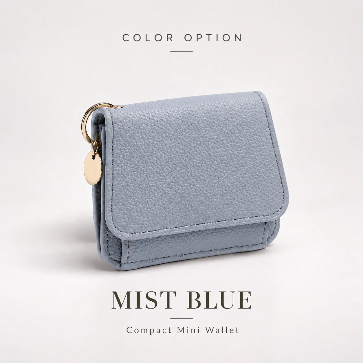 Compact PU Leather Card Wallet with ID Window & Coin Pocket