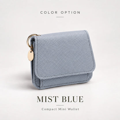 Compact PU Leather Card Wallet with ID Window & Coin Pocket
