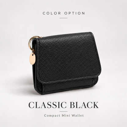 Compact PU Leather Card Wallet with ID Window & Coin Pocket