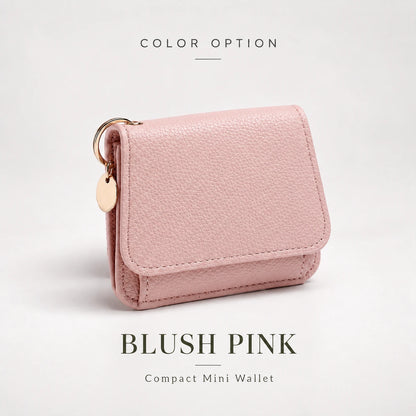 Compact PU Leather Card Wallet with ID Window & Coin Pocket