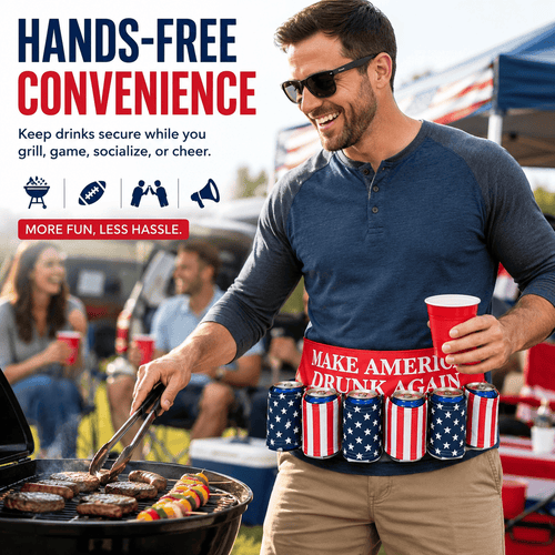 🇺🇸 6-Can Drink Belt – Party Ready & Hands-Free 🍻
