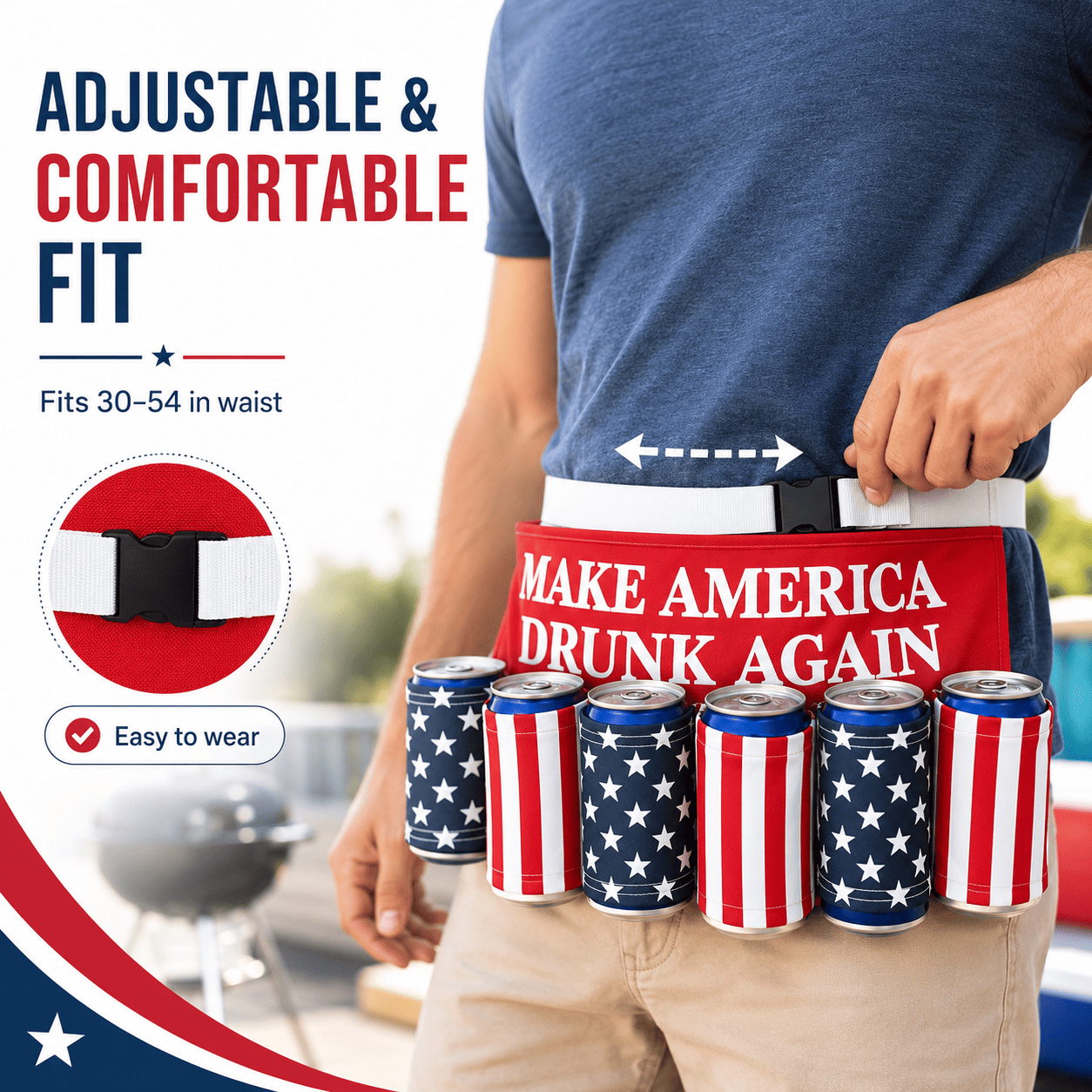 🇺🇸 6-Can Drink Belt – Party Ready & Hands-Free 🍻