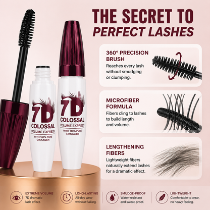 7D Lash Luxe✨ – Colossal Volume & 24H Waterproof Mascara 🌊