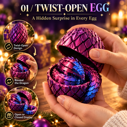 🐉 Printed Dragon Egg – Articulated Dragon Inside, Colorful Fantasy Collectible & Surprise Gift