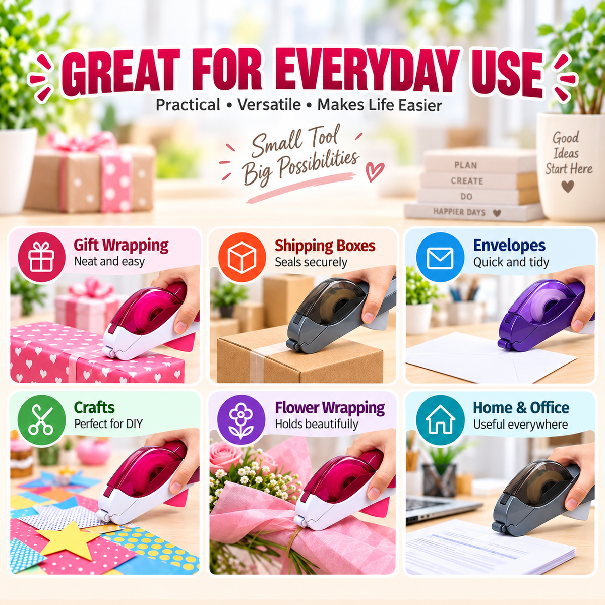 One-Hand Auto-Cut Tape Dispenser