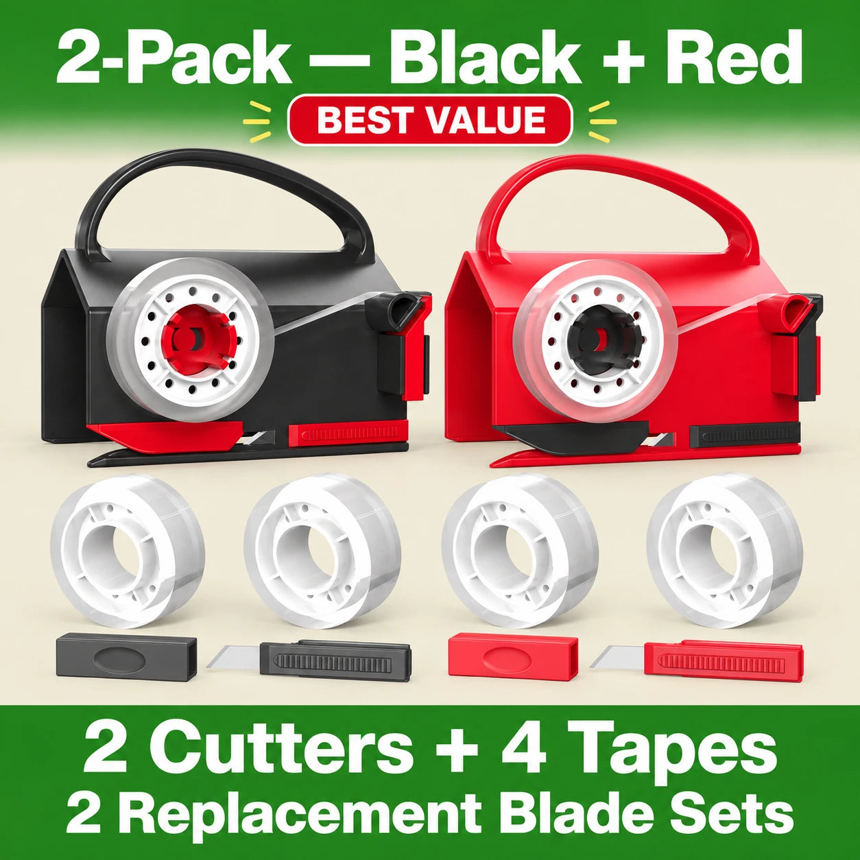 2-in-1 Wrapping Paper Cutter & Tape Dispenser for Gifts