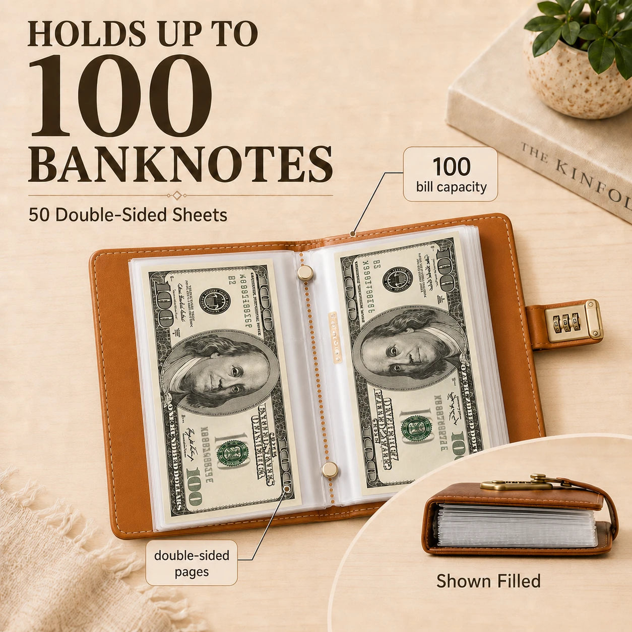 Locking Banknote Collection Booklet | Holds 100 Bills