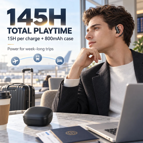 Wireless Earbuds with Ear Hooks | 145H Playtime & BT 6.0