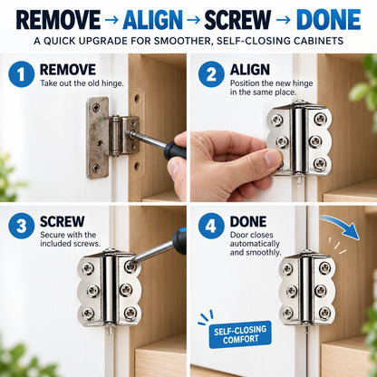 Self-Closing Spring Cabinet Hinges for Doors | 4/6 PCS