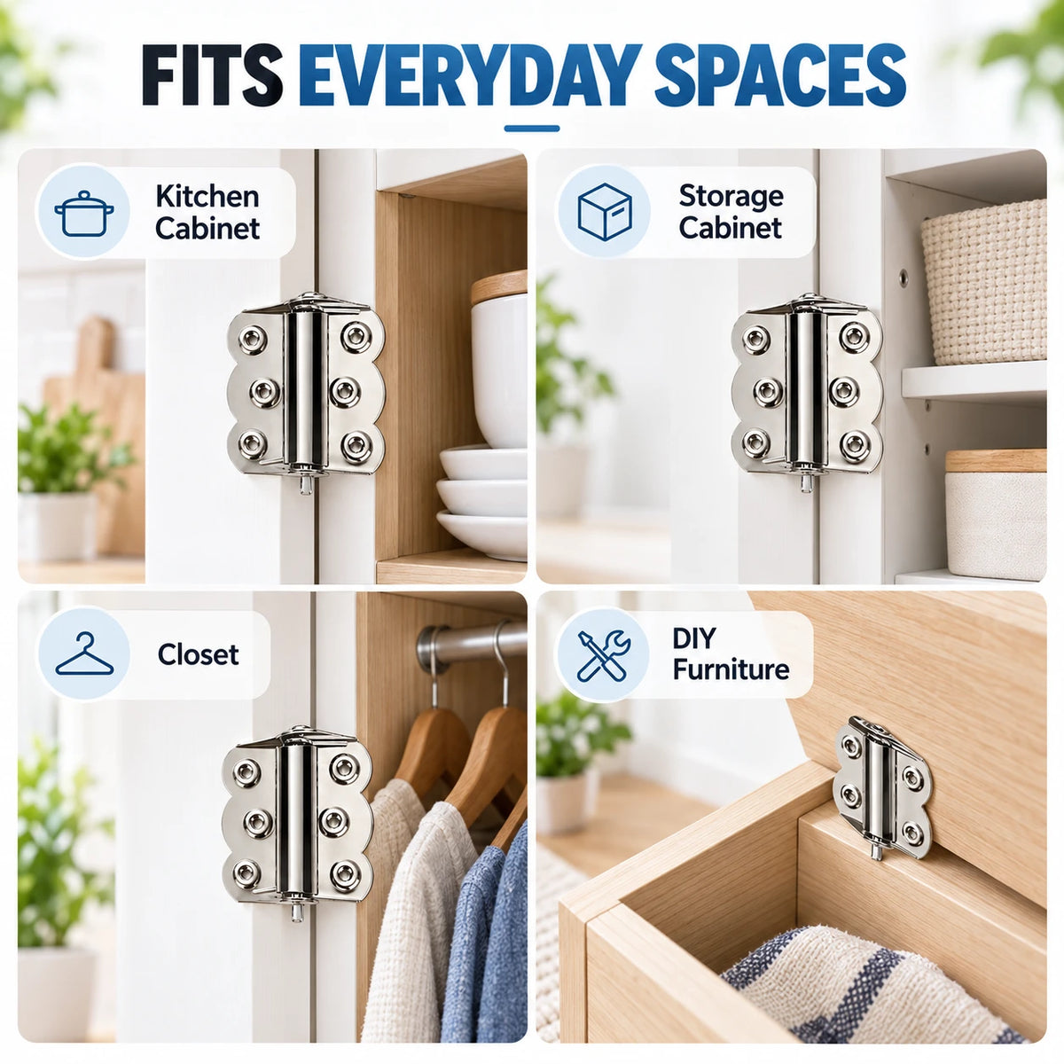Self-Closing Spring Cabinet Hinges for Doors | 4/6 PCS