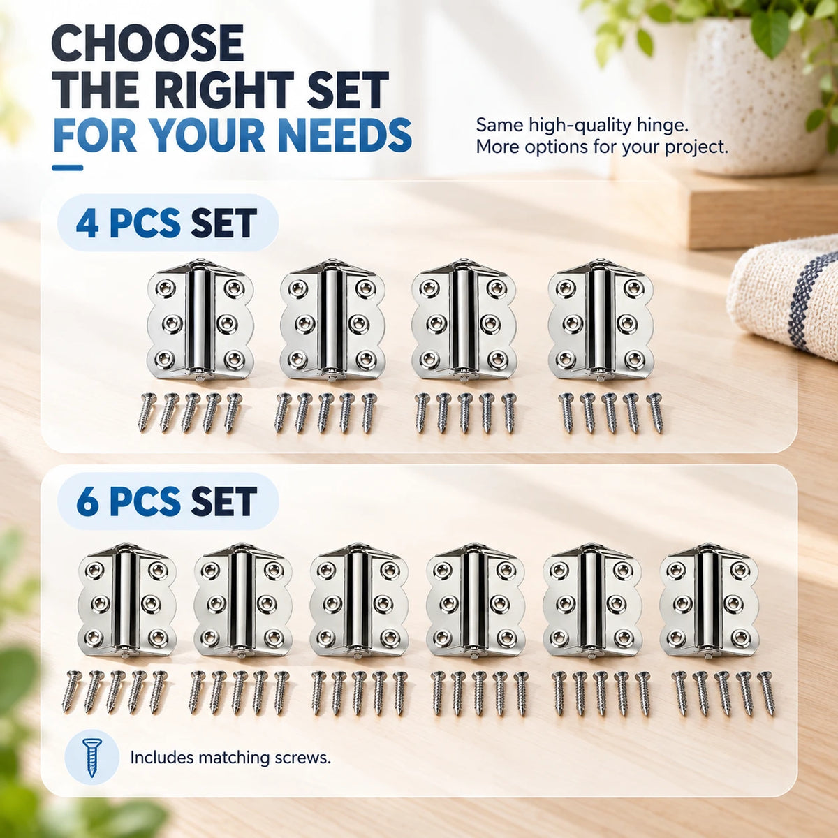Self-Closing Spring Cabinet Hinges for Doors | 4/6 PCS