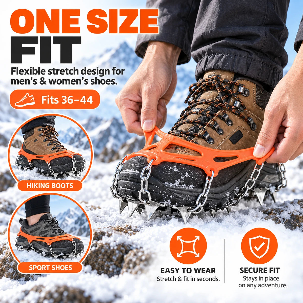 8-Tooth Ice Crampons for Shoes | Snow & Winter Grip