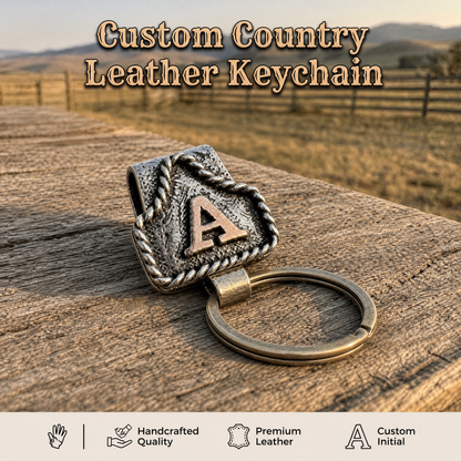 Custom Country Leather Keychain