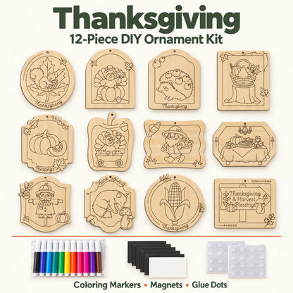 🎨 Color Your Own Holiday Ornament Kit — 12 Markers Included