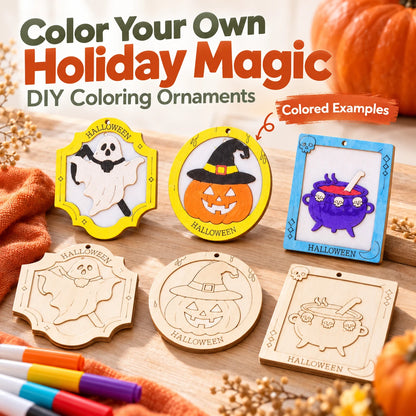 🎨 Color Your Own Holiday Ornament Kit — 12 Markers Included