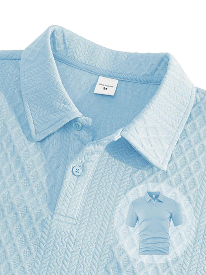 Men's Solid Polo Shirt & Drawstring Shorts Two-Piece Set