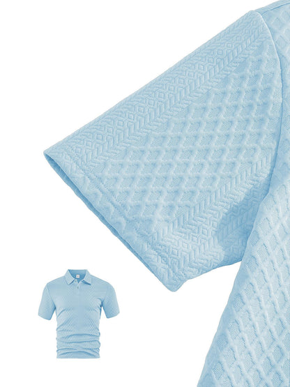 Men's Solid Polo Shirt & Drawstring Shorts Two-Piece Set