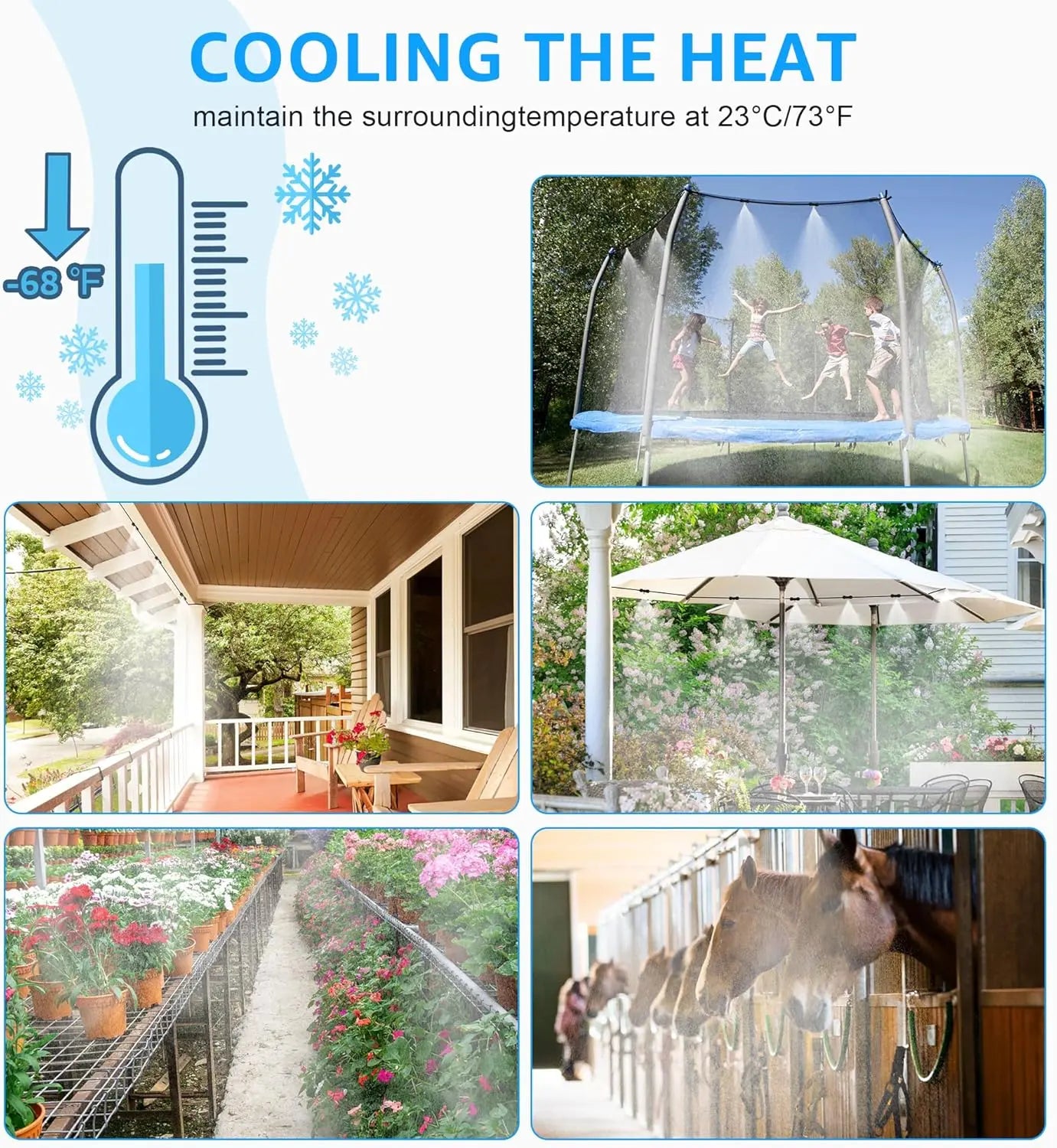 75 FT Outdoor Misting Cooling System Set