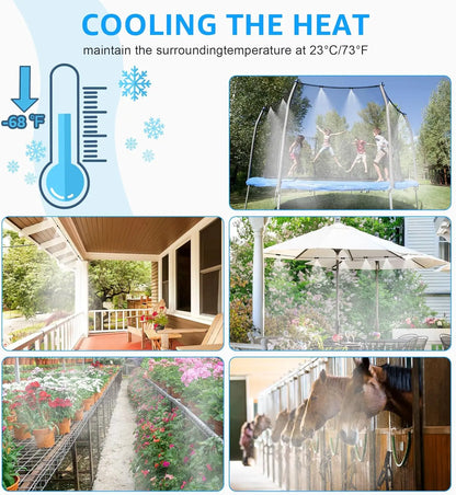 75 FT Outdoor Misting Cooling System Set