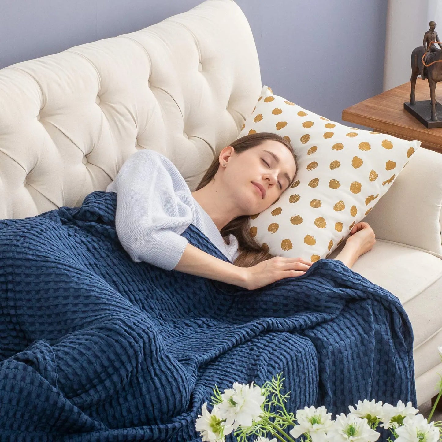 Cooling Bamboo Waffle Throw Blanket