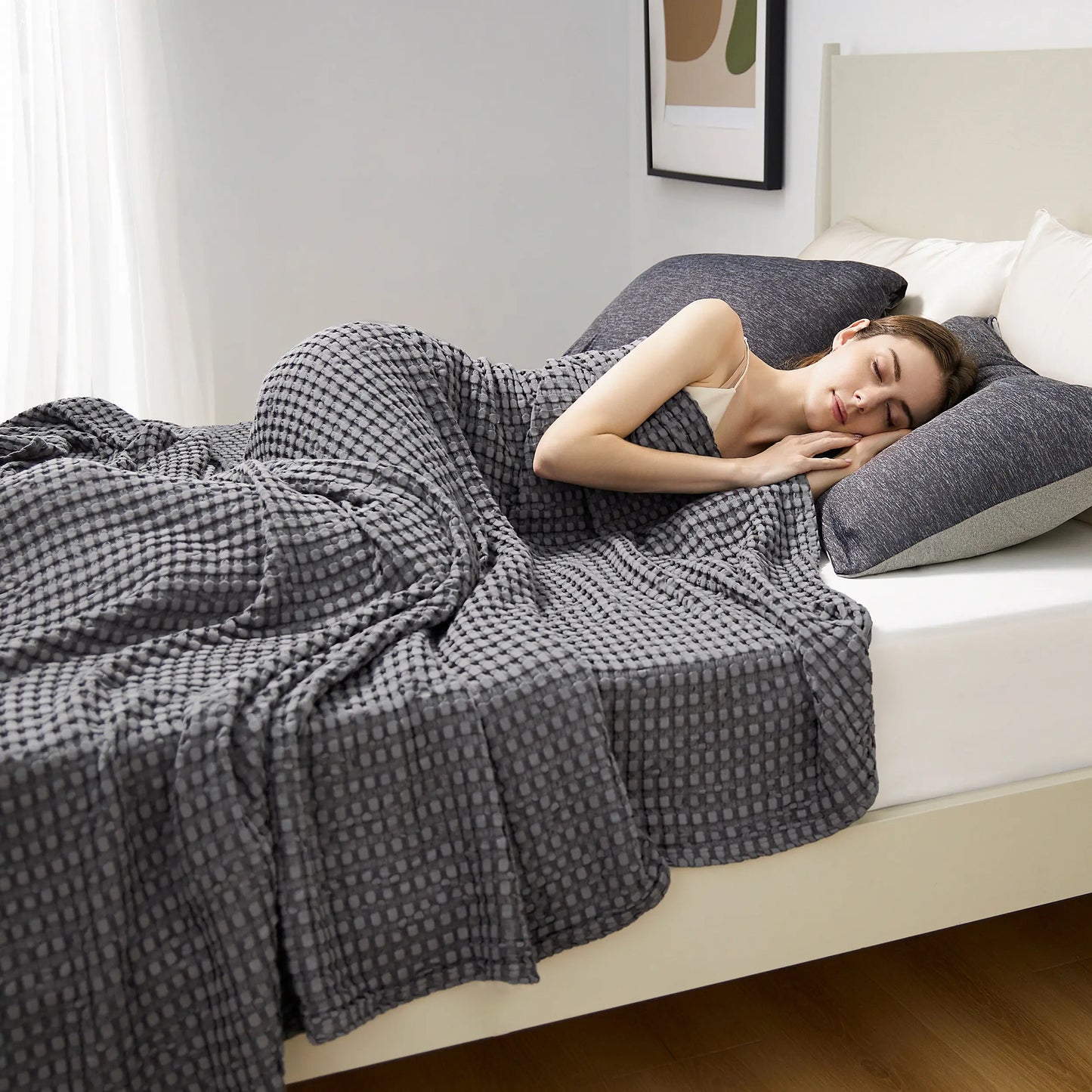Cooling Bamboo Waffle Throw Blanket