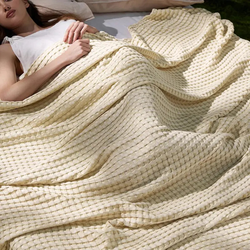 Cooling Bamboo Waffle Throw Blanket