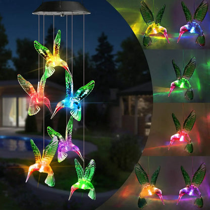Solar-Powered Color-Changing Wind Chime Light