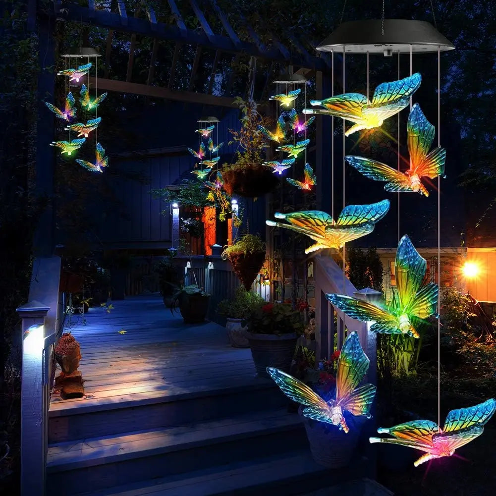 Solar-Powered Color-Changing Wind Chime Light